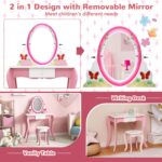 Kids Vanity Table Mirror Set