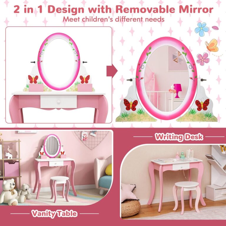 Kids Vanity Table Mirror Set