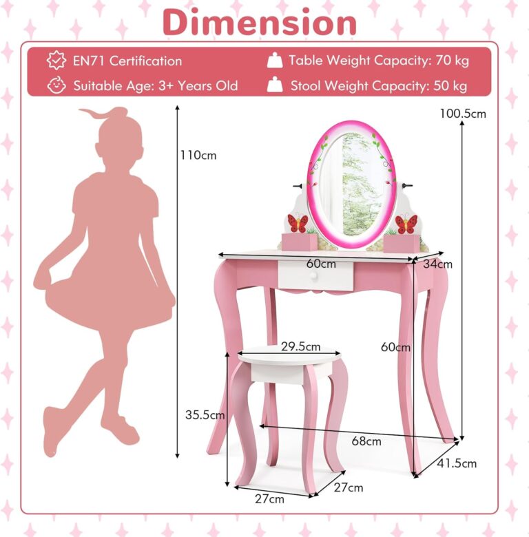 Kids Vanity Table with Mirror