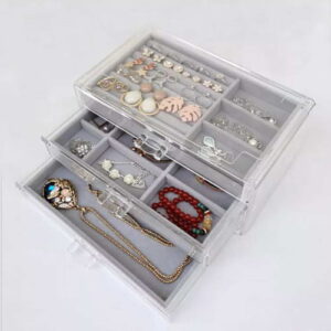 Acrylic Jewellery Organiser Storage Box Jewelry Organizer - Grey