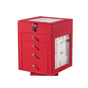 Rotator Jewellery Organiser Storage Box Jewelry Organizer - Red