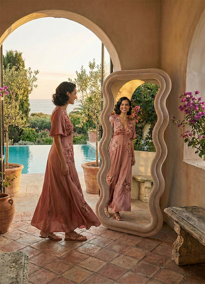 Ariana Wavy Floor Mirror