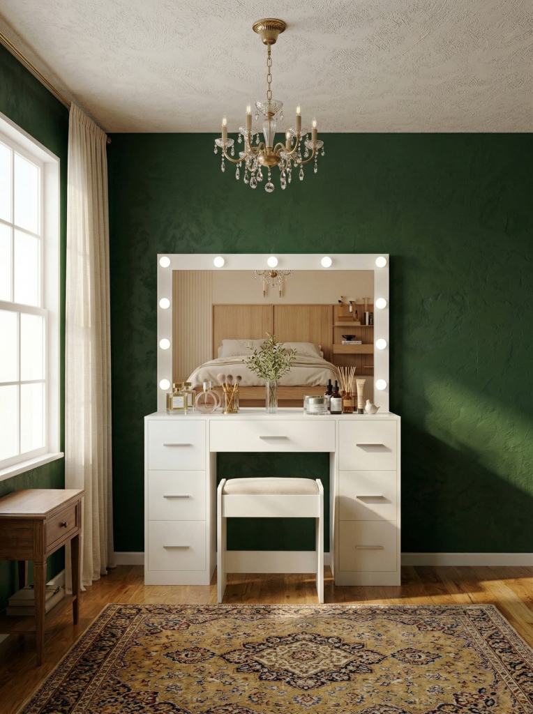 hollywood vanity mirror and Table