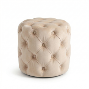 Aurelia Ottoman – Chesterfield Style Velvet - Beige